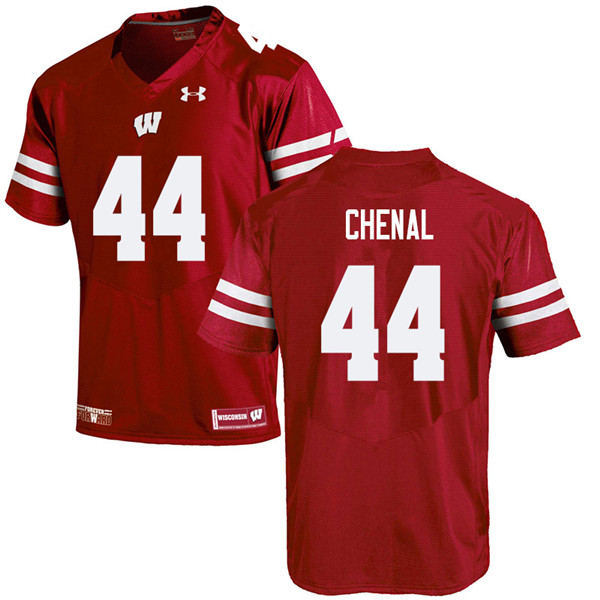 Wisconsin Badgers Men's #44 John Chenal NCAA Under Armour Authentic Red College Stitched Football Jersey ZT40C78BS